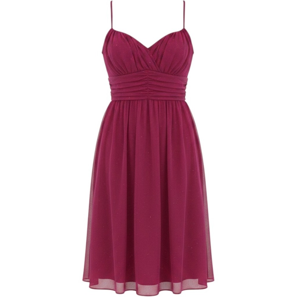 Ruby Rox Magenta Pink Glitter Mesh Fit & Flare Cocktail Dress Sweetheart Neck XS